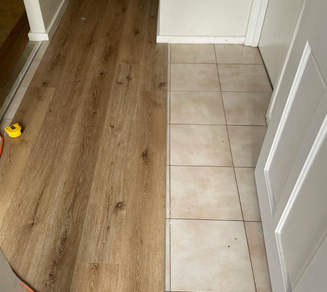 hybrid flooring laid on tiles