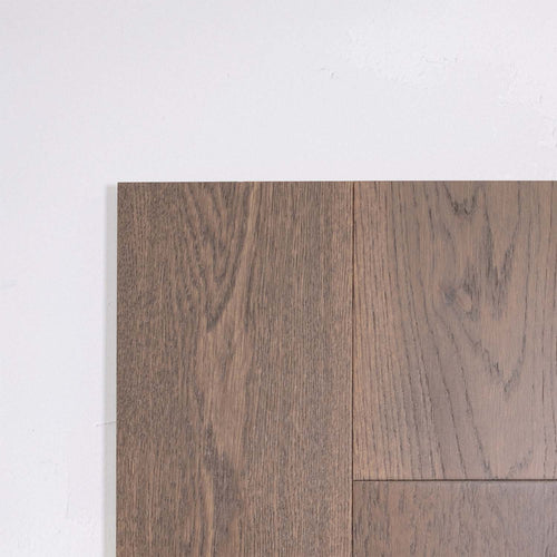 Side view of Apolo Grey Engineered Timber Plank 15.3mm in Apolo Grey colour neutral tone timber flooring sample
