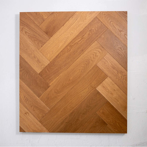 Full view of Beige Ash Engineered Timber Herringbone 15.3mm in Beige Ash colour neutral tone herringbone flooring sample