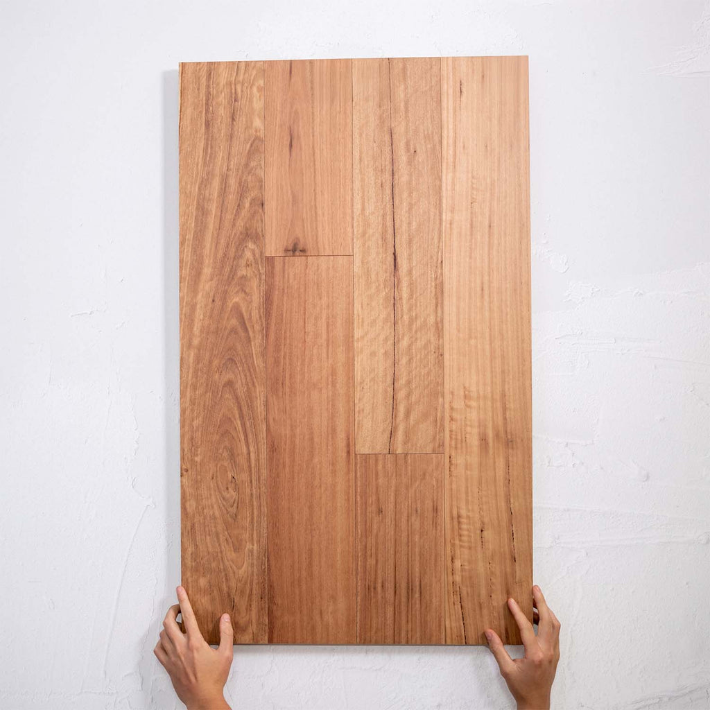 Perspective view of Blackbutt Australian Hardwood 14.3mm in Blackbutt Australian colour dark shade timber flooring sample