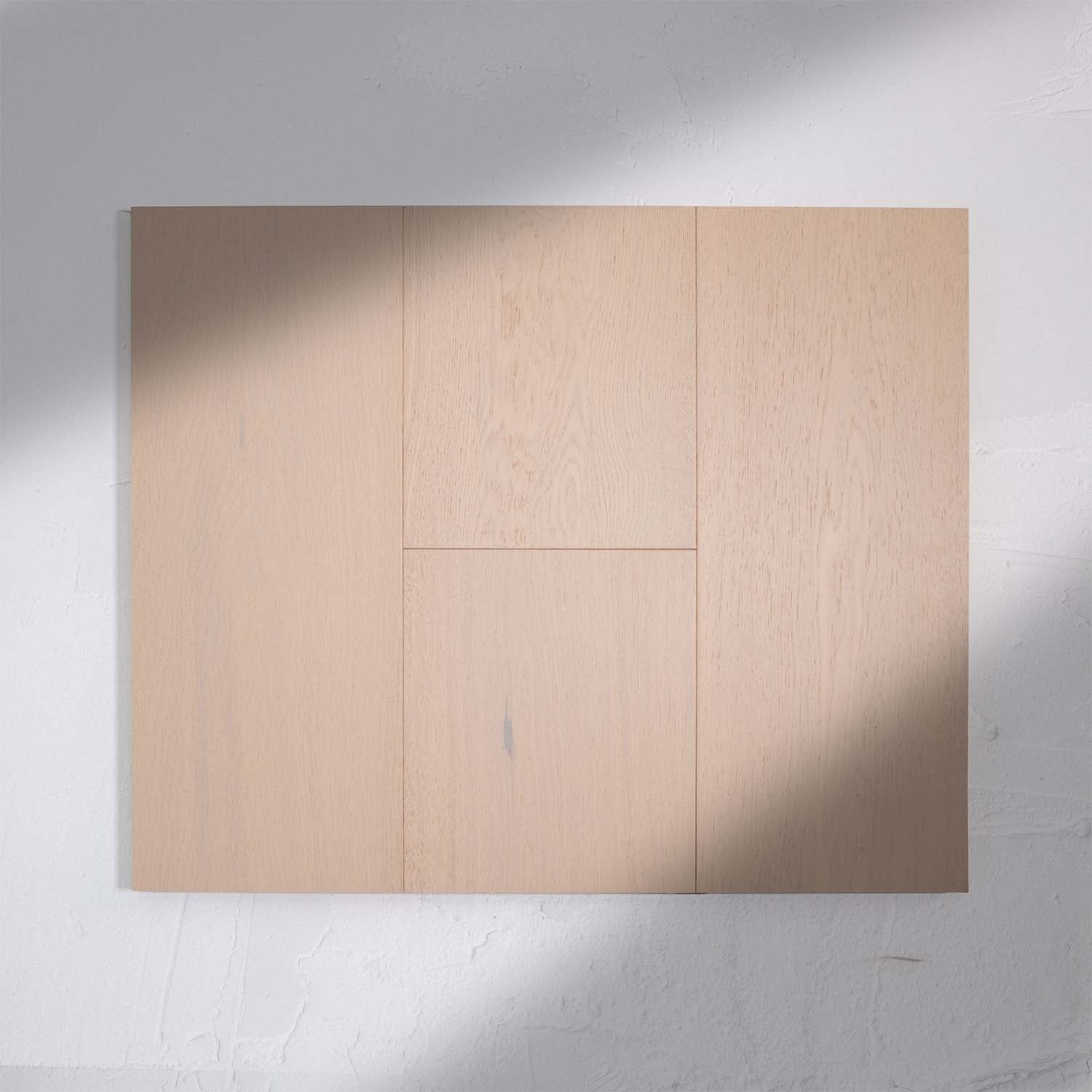 Perspective view of Casper White Engineered Timber Plank 15.3mm in Casper White colour light tone timber flooring sample