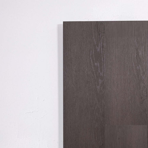 Front view of Charcoal SPC Hybrid Floorboards 5+1.5mm in Charcoal colour dark shade hybrid flooring sample