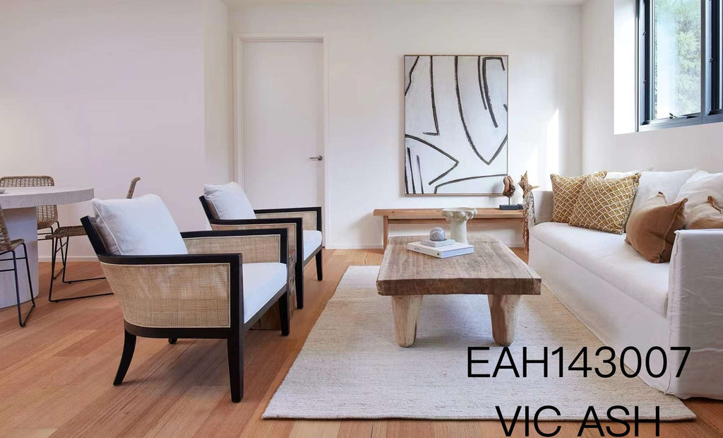 Full view of Victoria Ash Australian Hardwood 14.3mm in Victoria Ash colour neutral tone timber flooring sample