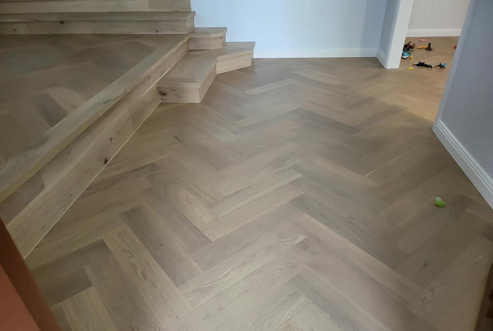 Light Neutral Engineered Timber Herringbone 15mm