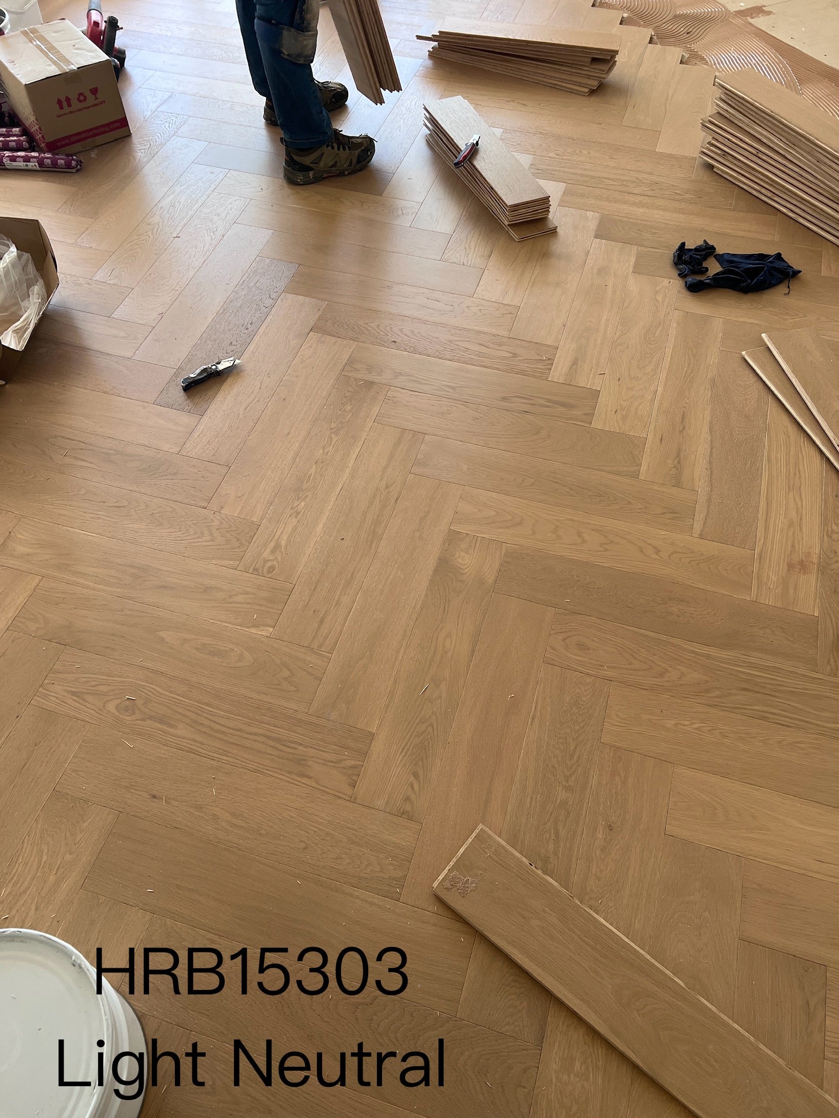 Light Neutral Engineered Timber Herringbone 15mm
