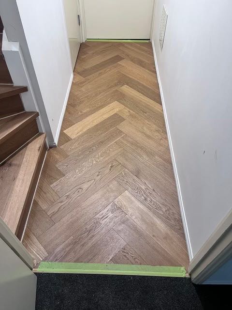 Beige Ash Engineered Timber Herringbone 15mm