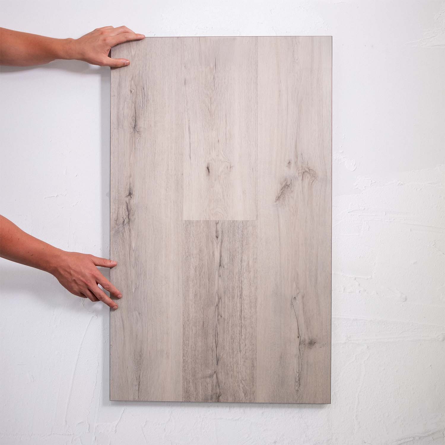 Close-up of Harbour Grey SPC Hybrid Floorboards 5+1.5mm in Harbour Grey colour neutral tone hybrid flooring sample