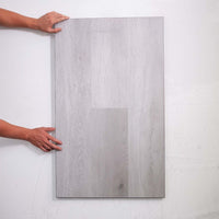 Perspective view of Light Grey SPC Hybrid Floorboards 5+1.5mm in Light Grey colour light tone hybrid flooring sample