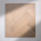 Front view of Natural Limed Engineered Timber Herringbone 15.3mm in Natural Limed colour warm tone herringbone flooring sample