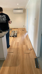 Detail view of Natural Blackbutt SPC 9.5mm SPC hybrid flooring sample