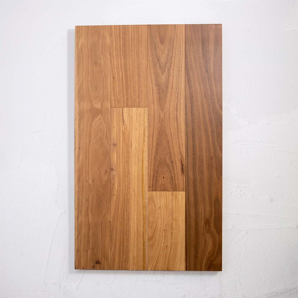 Close-up of Tallowood Australian Hardwood Engineered 14.3mm in Tallowood Australian colour medium tone timber flooring sample