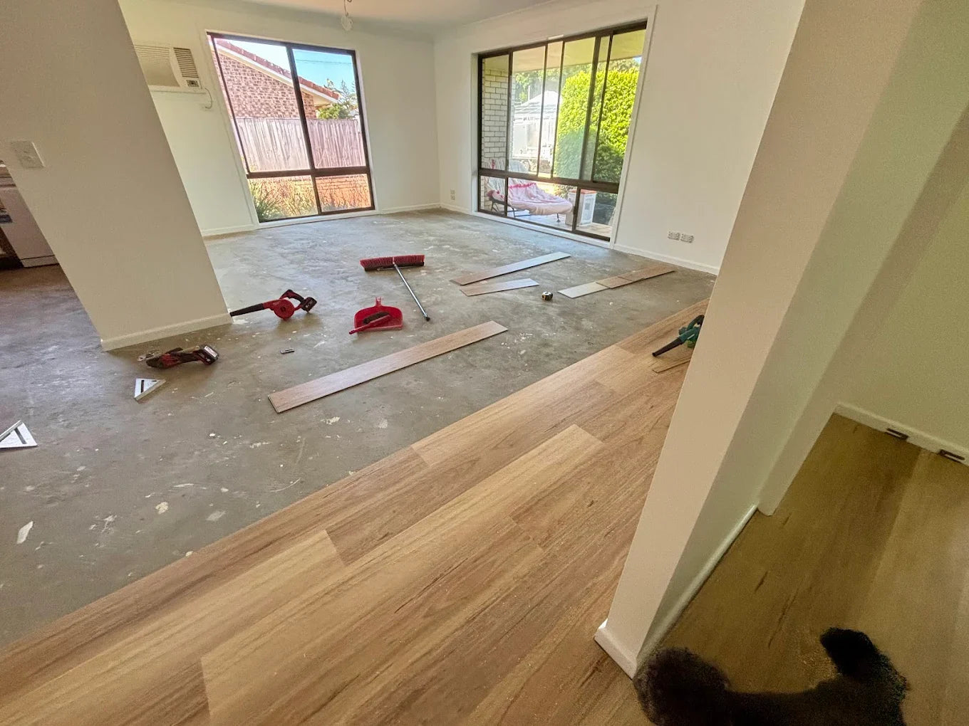 Installed room view of Coastal Blackbutt SPC 6.5mm SPC hybrid flooring sample